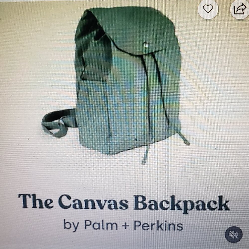 Palm Perkins small Sage Green 100% Cotton Canvas Back Pack